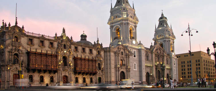 Plaza de Armas at night, Lima