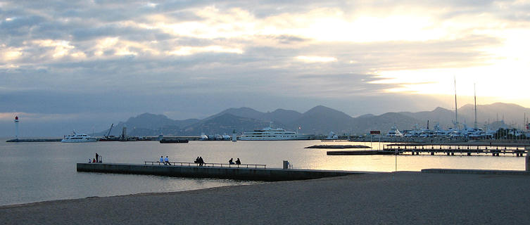 Cannes beach at dusk