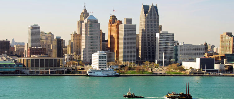 Boats and cityscape, Detroit