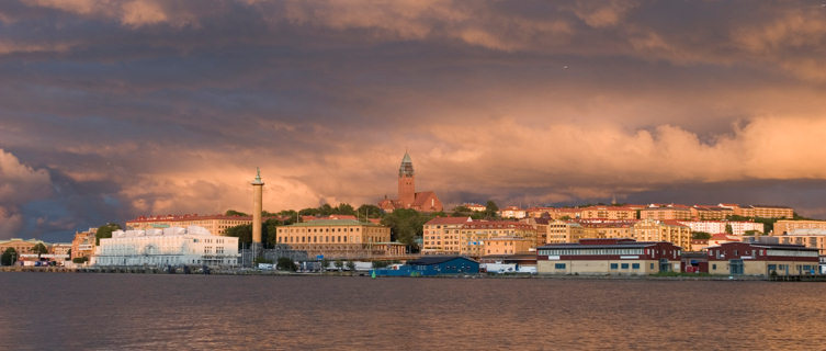 Gothenburg skyline at sunset