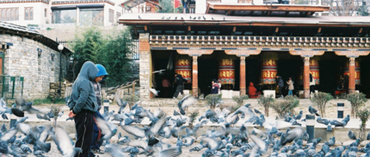 A market square in the city of Thimphu, Bhutan