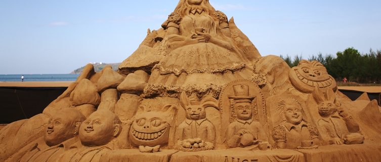 A sculpture from a previous Sand Festival on Miramar Beach