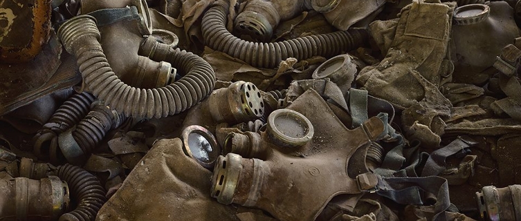 Abandoned gas masks in Pripyat, near Chernobyl