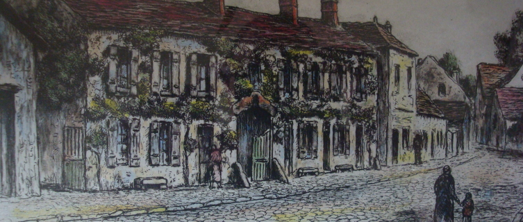 An Auberge Ganne etching by Maurice Jacque