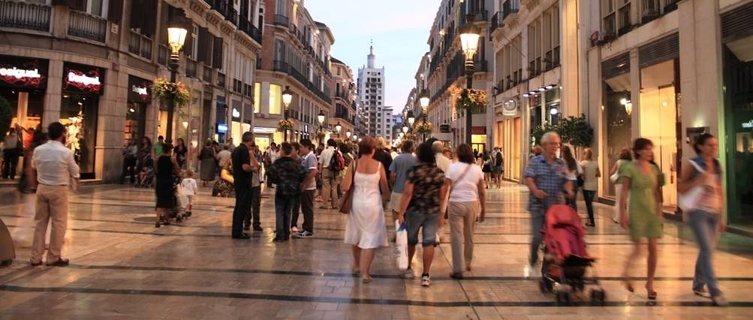Bustling Larios Street in the evening