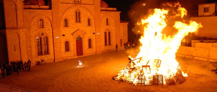 Greek Cypriots celebrate Easter with fire... and cheese pies