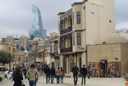 Modern structures clash with Baku's Old City architecture 