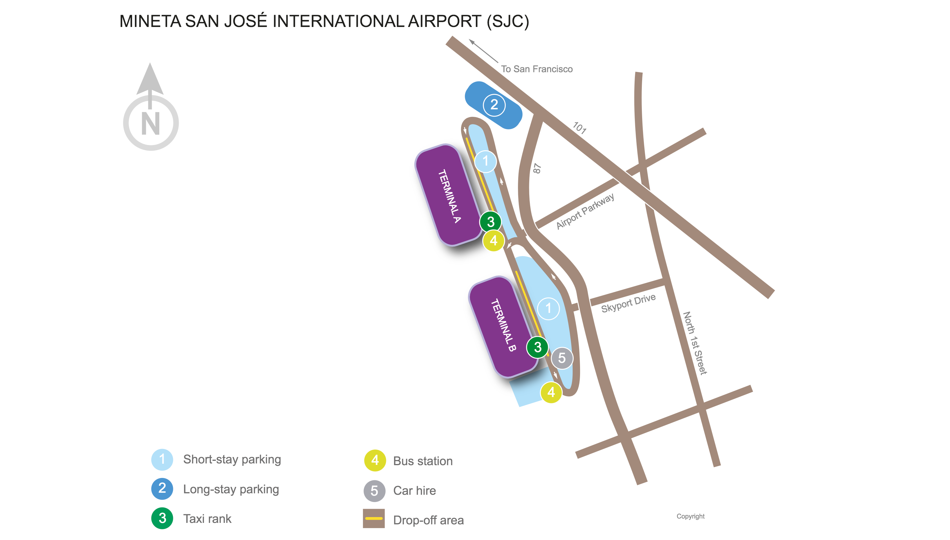 Norman Y. Mineta San Jose International Airport map