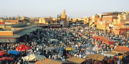 Marrakech's bustling square comes alive at night