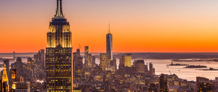 The golden glow of sundown over New York
