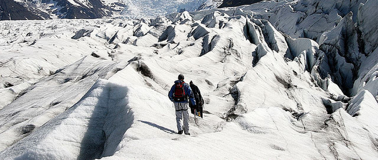 Two people tackle Skaftafell Glacier 