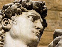 A copy of Michelangelo's David in Piazza della Signoria