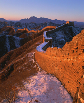The sun sets over the Great Wall