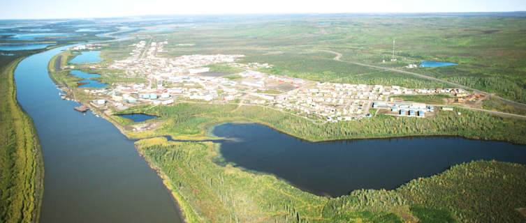 Aerial view of Inuvik in Nunavut, Canada