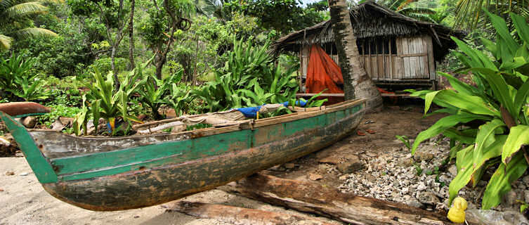 Papua New Guinea house and canoe