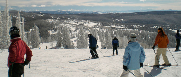 Skiers on top of the slopes in Steamboat