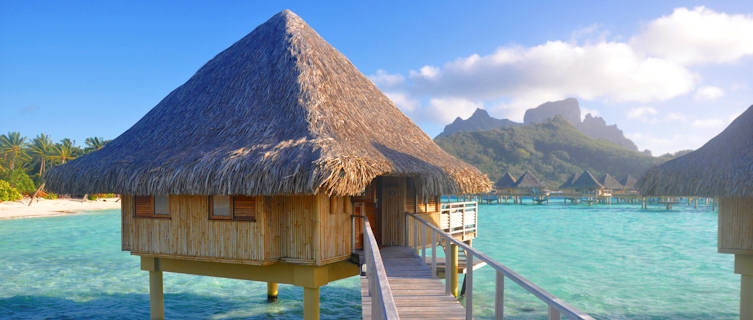 Stilted bungalow accommodation in Tahiti