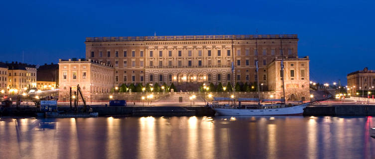 Sweden's Royal Palace at night