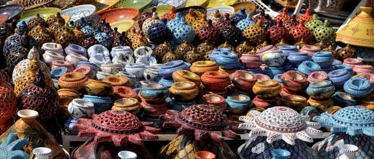 Tunisia pottery on sale in local souks