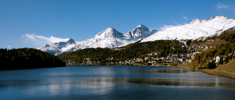 View of St Moritz mountains in summer