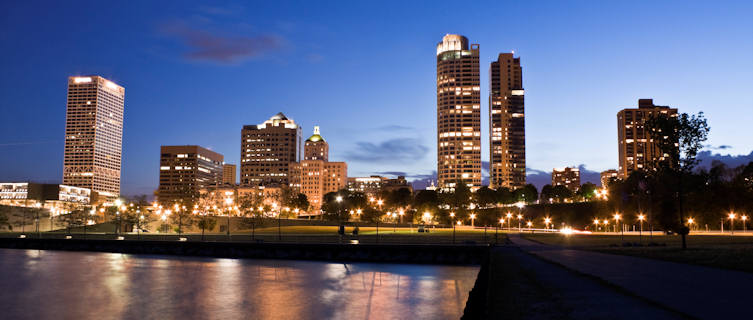 Wisconsin's biggest city, Milwaukee, at night