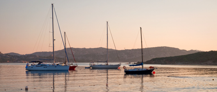 Yachts at dawn in beautiful Sardinia, Italy