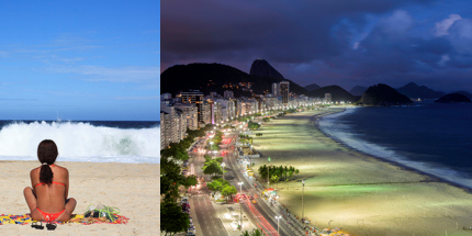 Copacabana beach sizzles by day and night